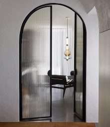 fluted glass door