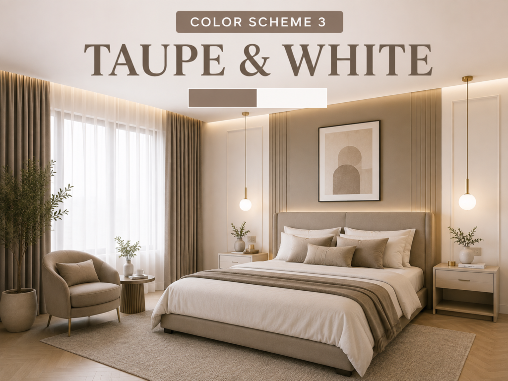 Taupe and White